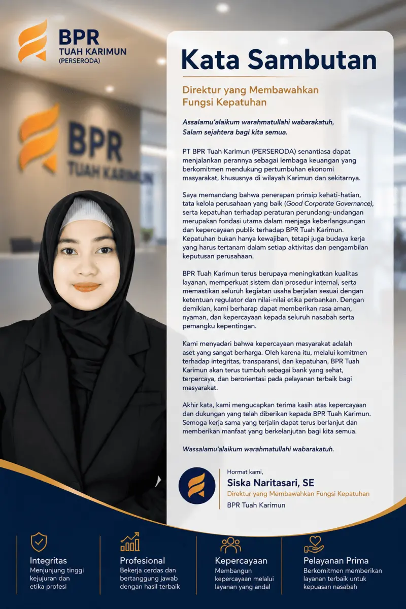 Komitmen BPR Tuah Karimun dalam Mewujudkan Budaya Kepatuhan dan Tata Kelola yang Baik